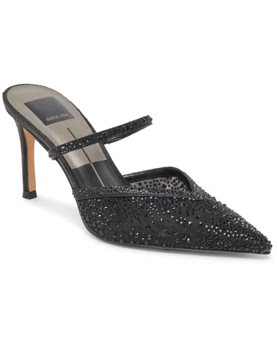 Dolce Vita Women's Kanika Crystal Rhinestone Mesh Pointed-toe Pumps In Black Mesh