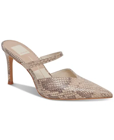 Dolce Vita Women's Kanika Slip-on Pointed-toe Pumps In Sand Snake Embossed Leather