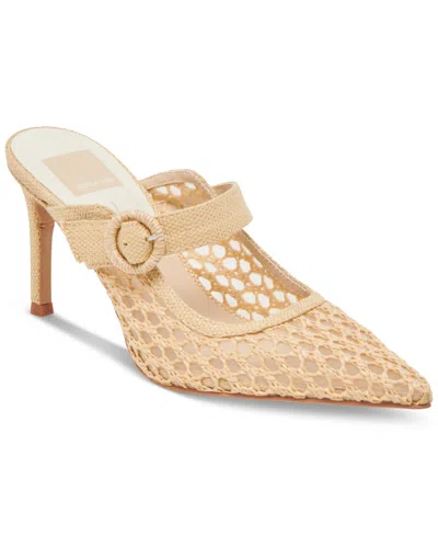 Dolce Vita Women's Keekee Buckle Woven Pointed-toe Pumps In Light Natural Woven Raffia