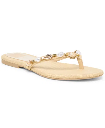 Dolce Vita Women's Kysha Embellished Shell Thong Slip-on Flip Flop Sandals In Brown
