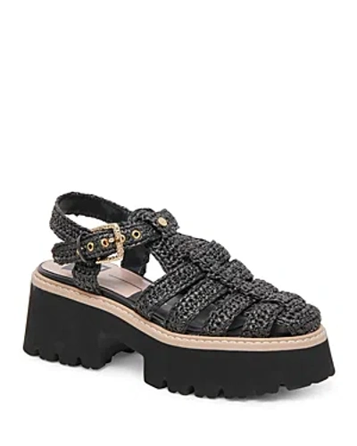 Dolce Vita Women's Lasly Almond Toe Platform Fisherman Sandals In Onyx Knit