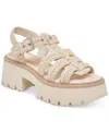 Dolce Vita Latice Strappy Sandal In Oatmeal Knit Raffia