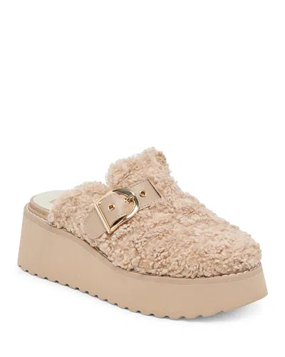 Dolce Vita Women's Lelani Plush Platform Clogs In Natural Plush