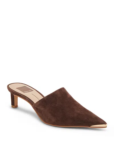 Dolce Vita Women's Lexy Pointed Mules In Dark Brown Suede