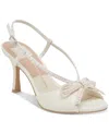 Dolce Vita Lonny White Satin Leather Pearl High Heel Sandals In White Satin