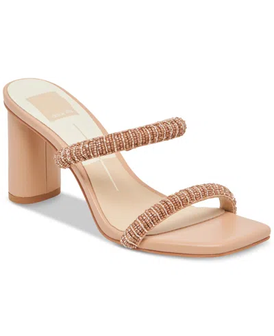 Dolce Vita Women's Nolah Beaded Block-heel Dress Sandals In Cafe Multi Beads