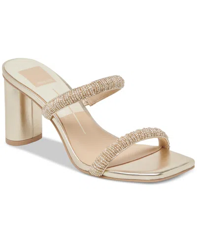 DOLCE VITA WOMEN'S NOLAH BEADED BLOCK-HEEL DRESS SANDALS
