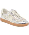 Dolce Vita Notice Lace Trim Sneaker In Silver Distressed Leather