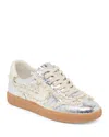 Dolce Vita Notice Lace Trim Sneaker In Silver Distressed