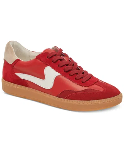 Dolce Vita Women's Notice Low-profile Lace-up Sneakers In Crimson Suede