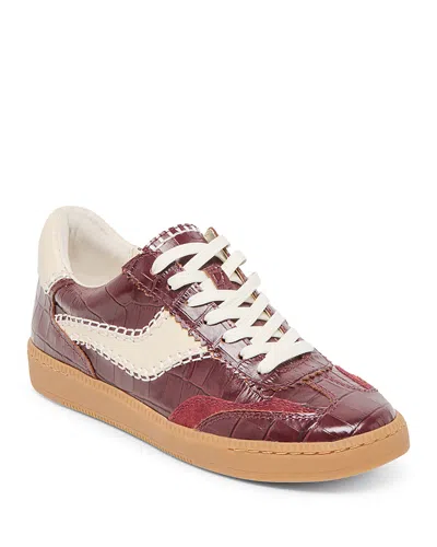 Dolce Vita Notice Stitch Croc Sneakers Oxblood Croco Embossed Leather In Burgundy