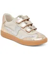 Dolce Vita Women's Notice Adjustable Strap Low Profile Sneakers In Silver Gold Distressed Leather