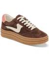 Dolce Vita Notice X Platform Sneaker In Dark Brown Suede