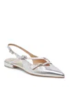 Dolce Vita Pamla Pointed Toe Slingback Flat In Silver Crinkle