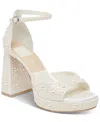 Dolce Vita Pandro Ankle Strap Platform Sandal In True White Satin