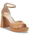 Dolce Vita Pandro Ankle Strap Platform Sandal In Brown Satin