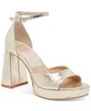 Dolce Vita Pandro Ankle Strap Platform Sandal In Platinum Distressed
