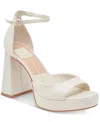 Dolce Vita Women's Pandro Wide Width Two-piece Platform Dress Sandals In White Satin
