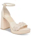 Dolce Vita Peltin Ankle Strap Platform Sandal In Vanilla Woven Raffia