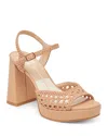 Dolce Vita Women's Peyten Wide Width Woven Two-piece Platform Dress Sandals In Cafe Woven Leather