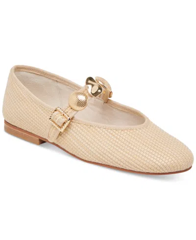 Dolce Vita Women's Relan Embellished Mary Jane Flats In Light Natural Raffia