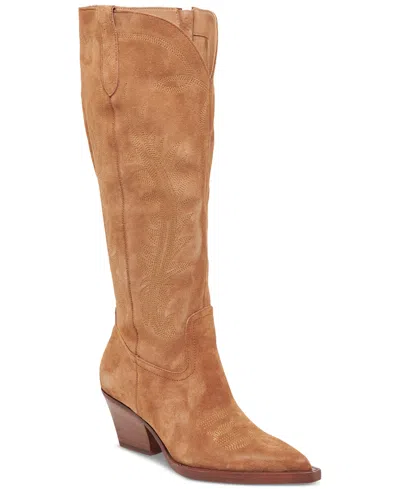 Dolce Vita Women's Ryatt Tall Knee-high Western Cowboy Boots In Pecan Suede