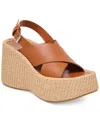 Dolce Vita Women's Skylar Platform Crossband Espadrille Wedge Sandals In Brown Leather
