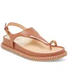 Dolce Vita Women's Stefan Toe Ring Thong Jewelry Footbed Flat Sandals In Saddle Leather