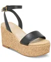 Dolce Vita Women's Talisa Macrame Wedge Sandals In Black Leather