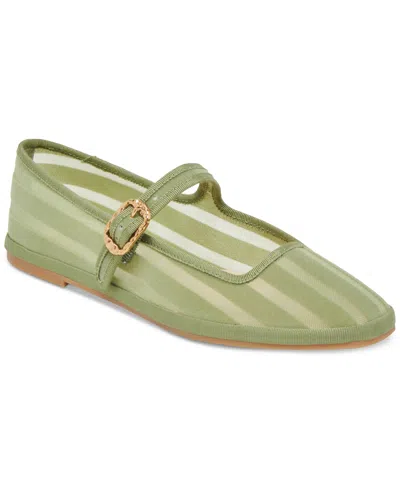 Dolce Vita Tameka Stripe Mesh Mary Jane Flats In Green