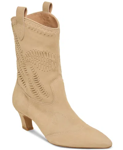 Dolce Vita Women's Tavla Stitched Pointed-toe Western Boots In Camel Suede