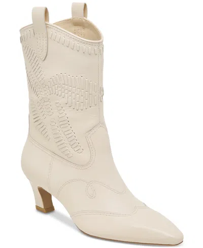 Dolce Vita Women's Tavla Stitched Pointed-toe Western Boots In Off White Leather