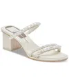 Dolce Vita Barrit Pearl Womens Embellished Faux Leather Block Heel In Vanilla Pearls