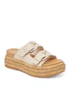 Dolce Vita Witny Buckled Platform Slide Sandals In Bone Leather