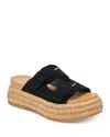 Dolce Vita Women's Witny Double-buckle Raffia Platform Footbed Sandals In Onyx Suede