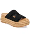 Dolce Vita Women's Witny Double-buckle Raffia Platform Footbed Sandals In Onyx Suede