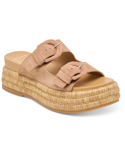 DOLCE VITA WOMEN'S WITNY DOUBLE-BUCKLE RAFFIA PLATFORM FOOTBED SANDALS