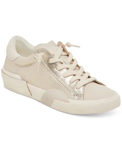 Dolce Vita Women's Zina Lace Up Trainers In Champagne Embossed