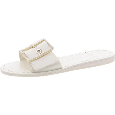 Dolce Vita Womens Embellished Flat Slide Sandals In Vanilla Pearl