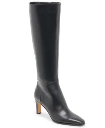 Dolce Vita Womens Emmi Pointed Toe Blade Heel Knee High Tall Dress Boots Regular Wide Calf In Black