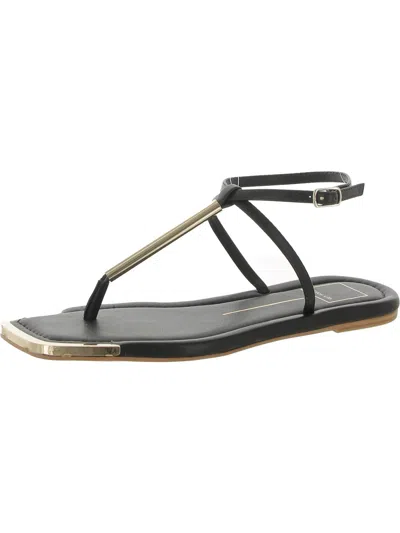 Dolce Vita Womens Faux Leather Adjustable Thong Sandals In Black
