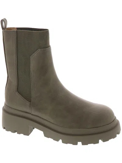 Dolce Vita Womens Faux Leather Ankle Chelsea Boots In Gray