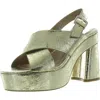Dolce Vita Womens Faux Leather Platform Slingback Sandals In Gold