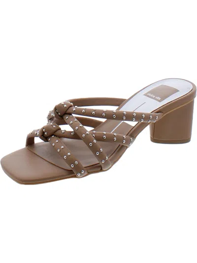 Dolce Vita Womens Faux Leather Slip On Mule Sandals In Beige