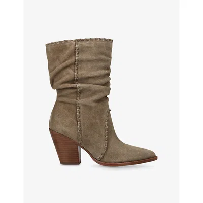 Dolce Vita Womens Green Julith Suede Heeled Ankle Boots Eur 39 / 6 Uk In Brown