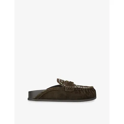 Dolce Vita Womens Jodero Studded Suede Loafers Dark Brown Eur 41 / 8 Uk