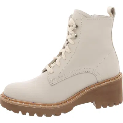 Dolce Vita Womens Leather Lugg Sole Combat & Lace-up Boots In Beige