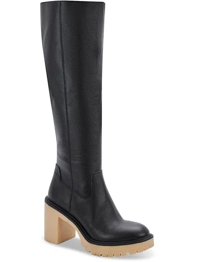 Dolce Vita Womens Leather Tall Knee-high Boots In Black