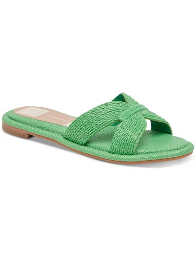 Dolce Vita Womens Open Toe Slides Flatform Sandals In Green