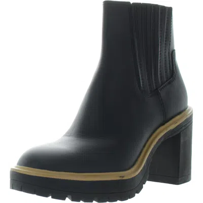 Dolce Vita Womens Stretch Faux Leather Chelsea Boots In Black